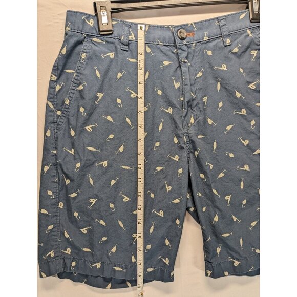 Eddie Bauer Mens Blue/White Fishing Lure Bait Pattern Relaxed Fit Shorts 30 - Picture 4 of 6